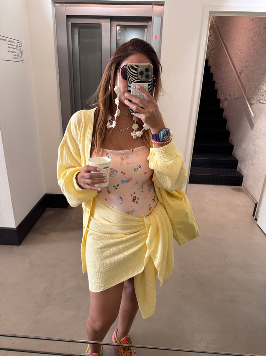 Butter yellow coverup set