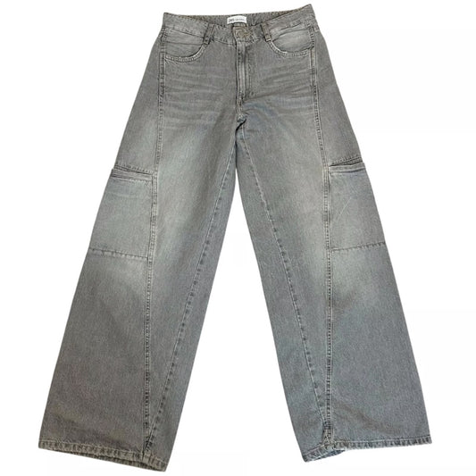 Zara barrel wide leg cargo jeans grey