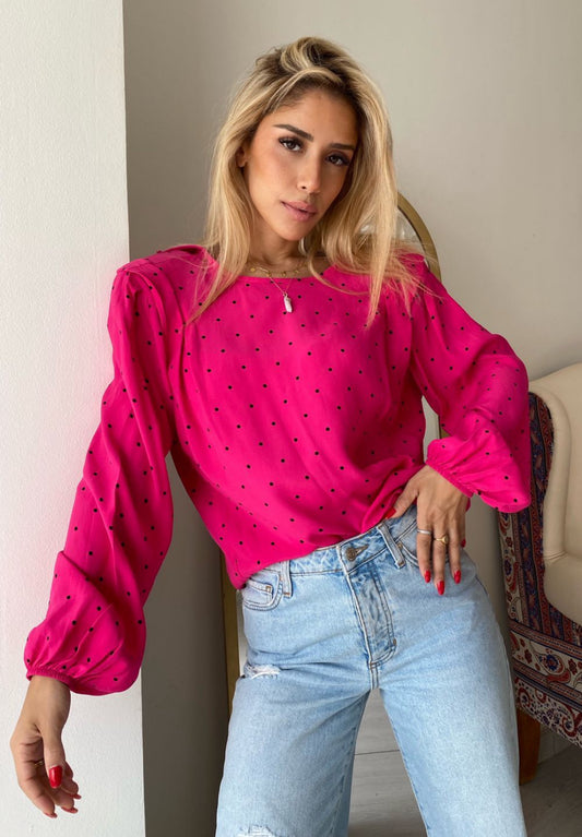 Pink polka shirt top