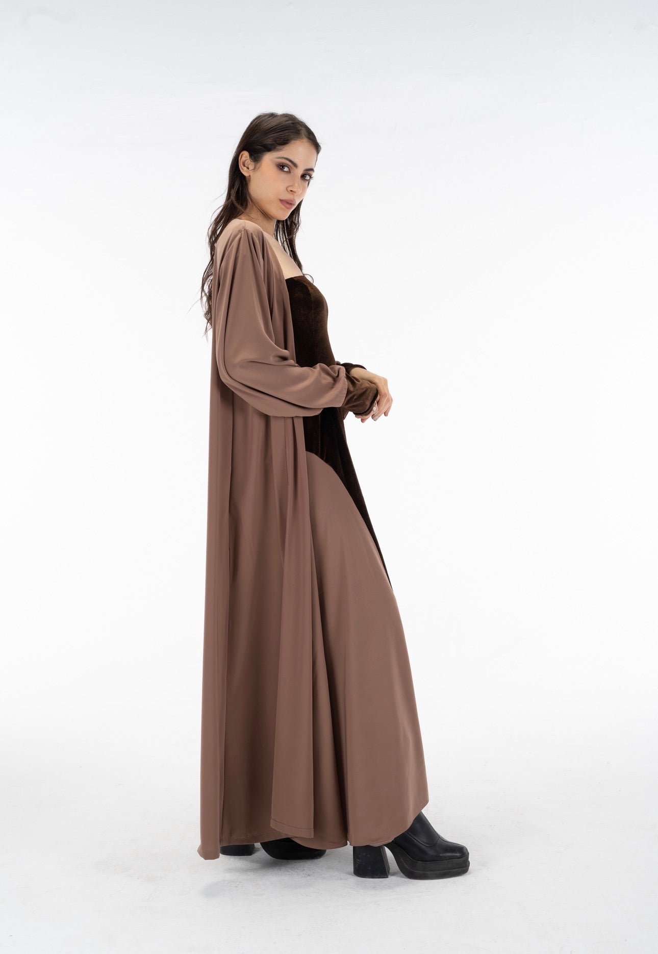 Velvet crepe dress set