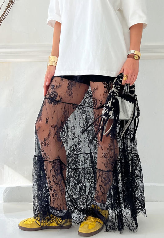 Black Basic Lace Skirt