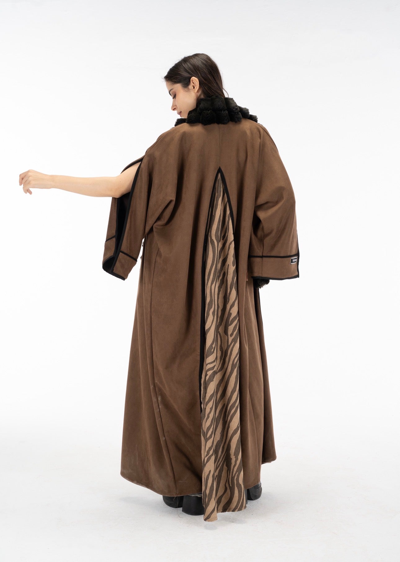 Zebra suede open sleeves kuftan