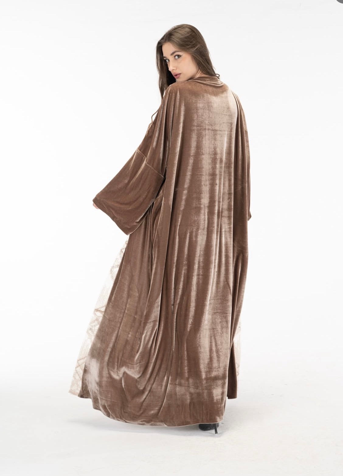 Nude cashmere dress with kuftan
