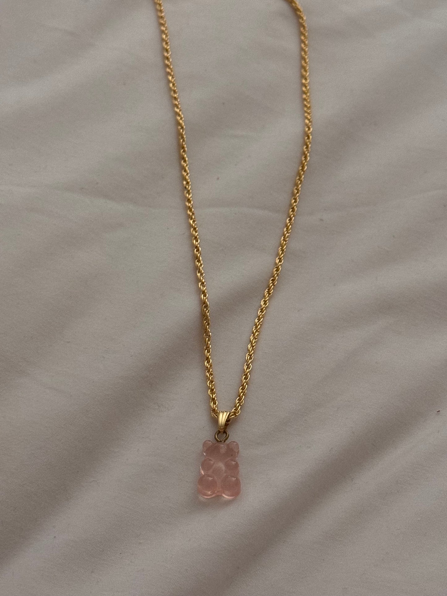 Pink teddy with chain
