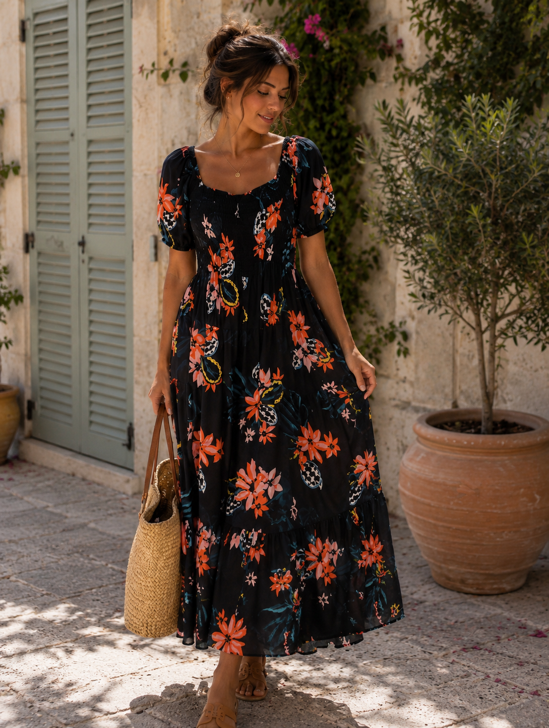 Flower off shoulder dress