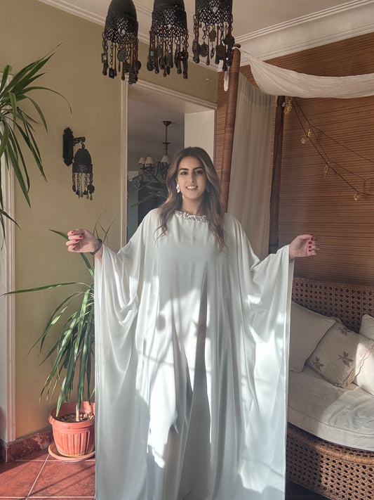 white butterfly abaya