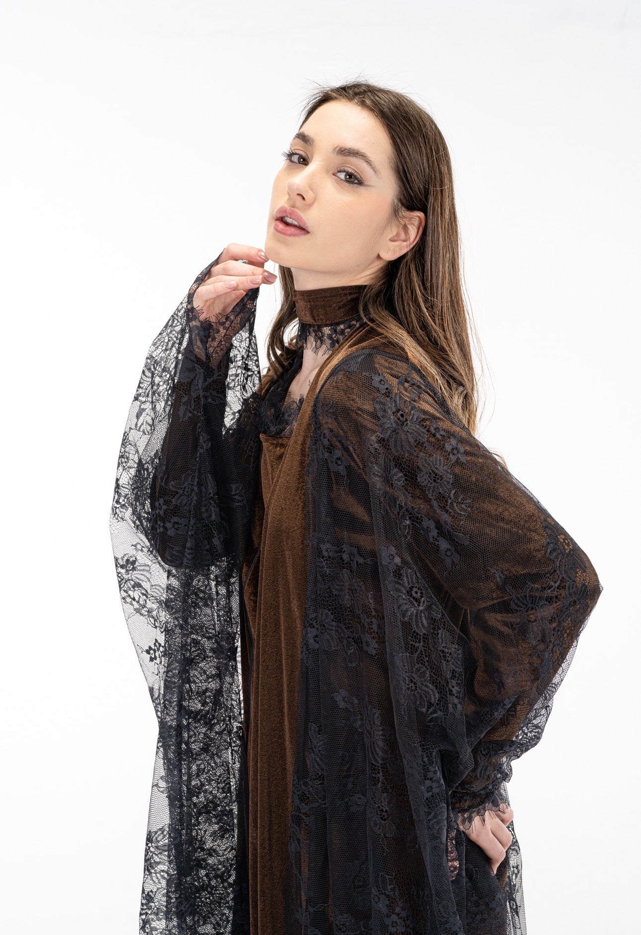 Layaal velvet dantell dress set