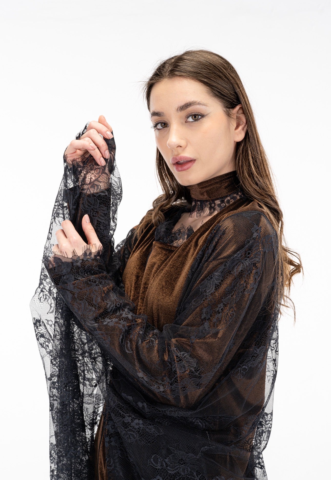 Layaal velvet dantell dress set