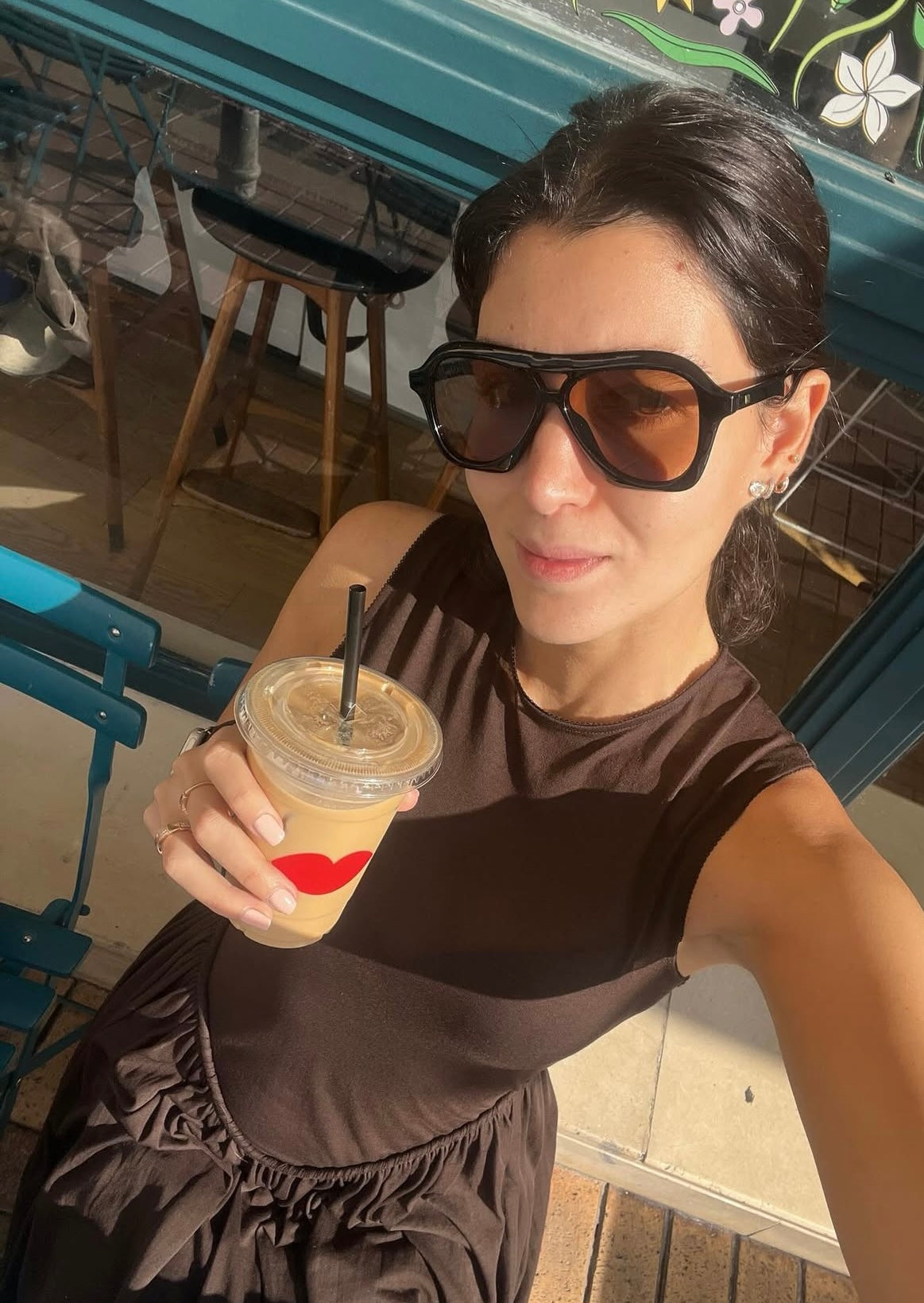 Brown long balloon dress