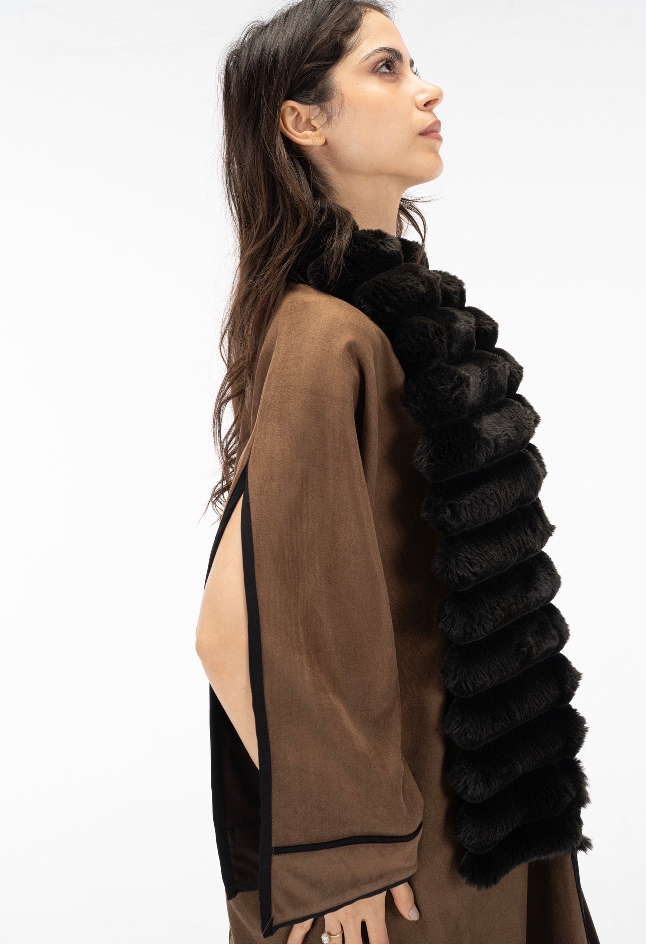 Zebra suede open sleeves kuftan