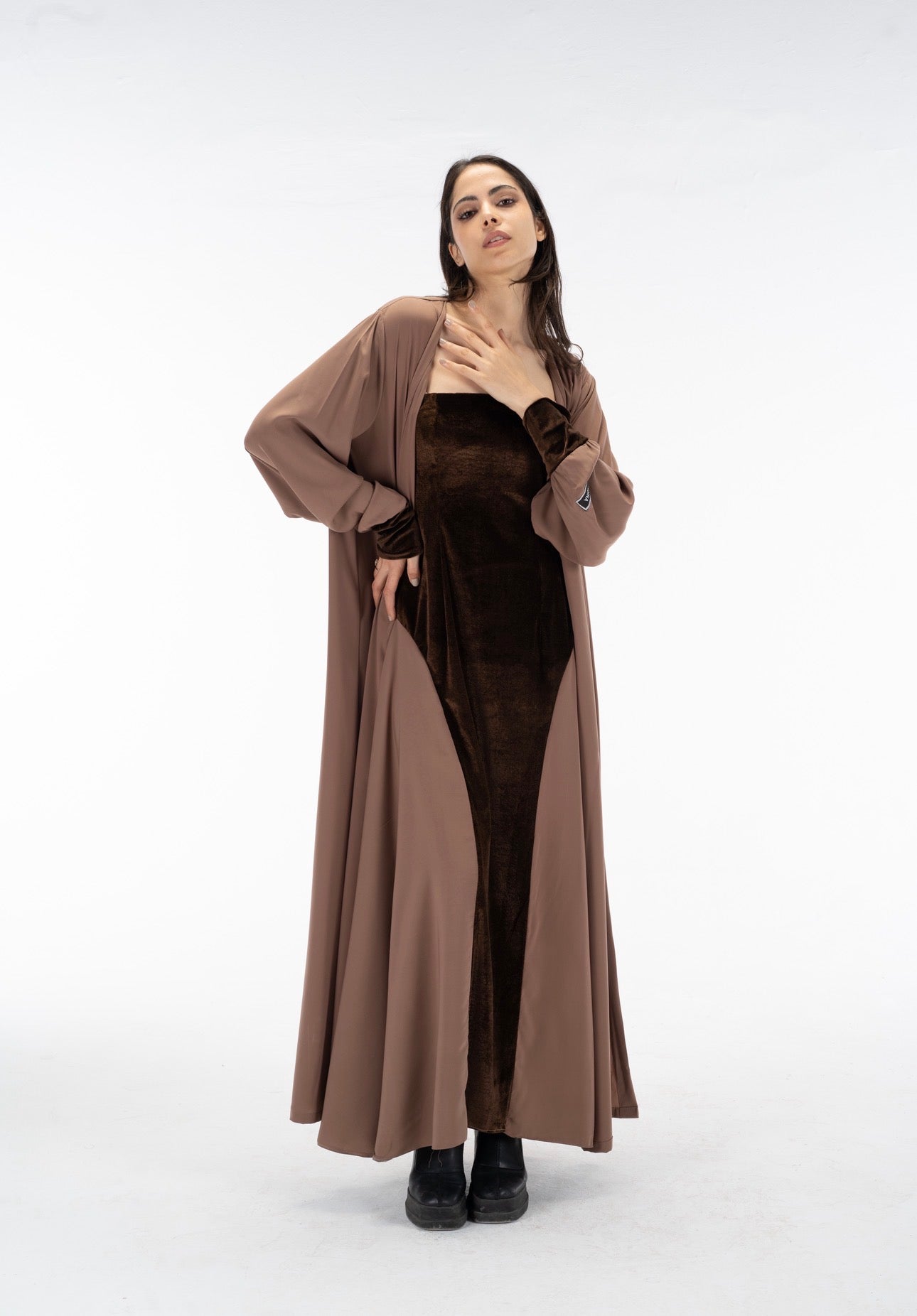 Velvet crepe dress set