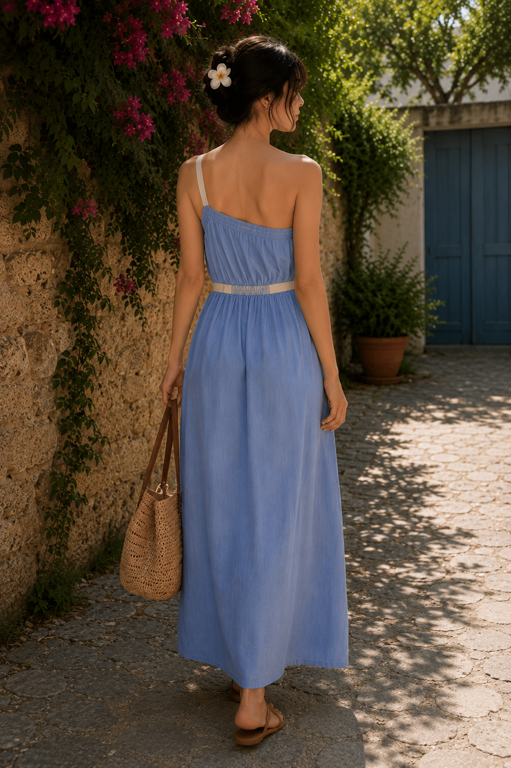 Linen off shoulder long dress
