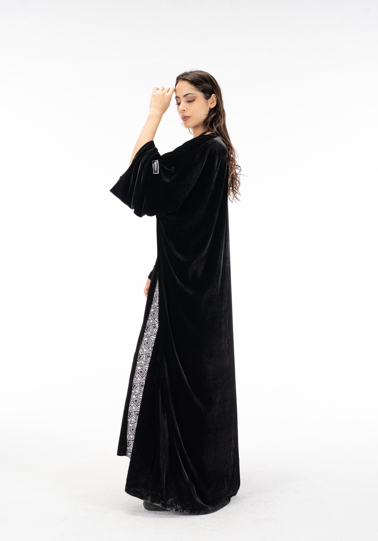 Black silver abaya dress set