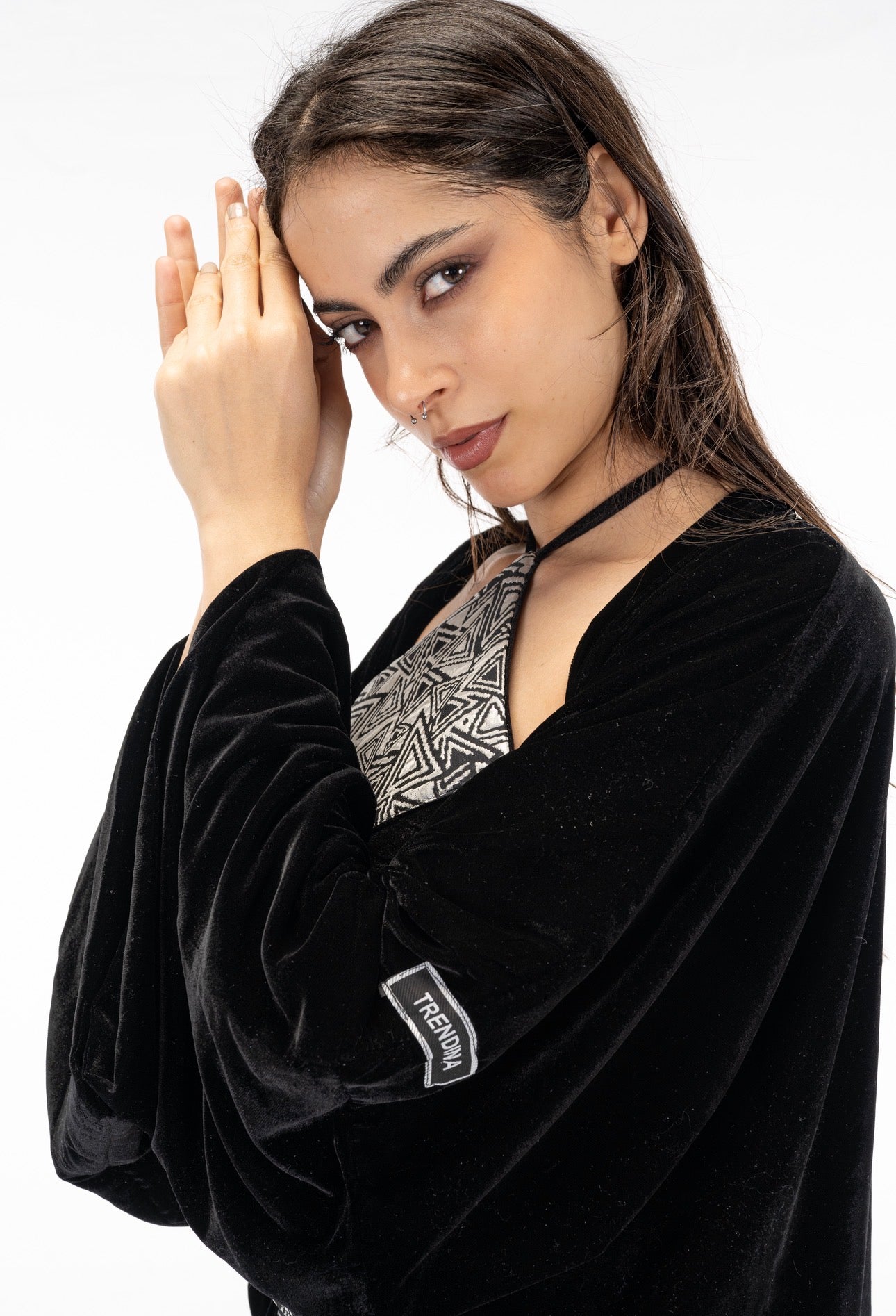 Black silver abaya dress set