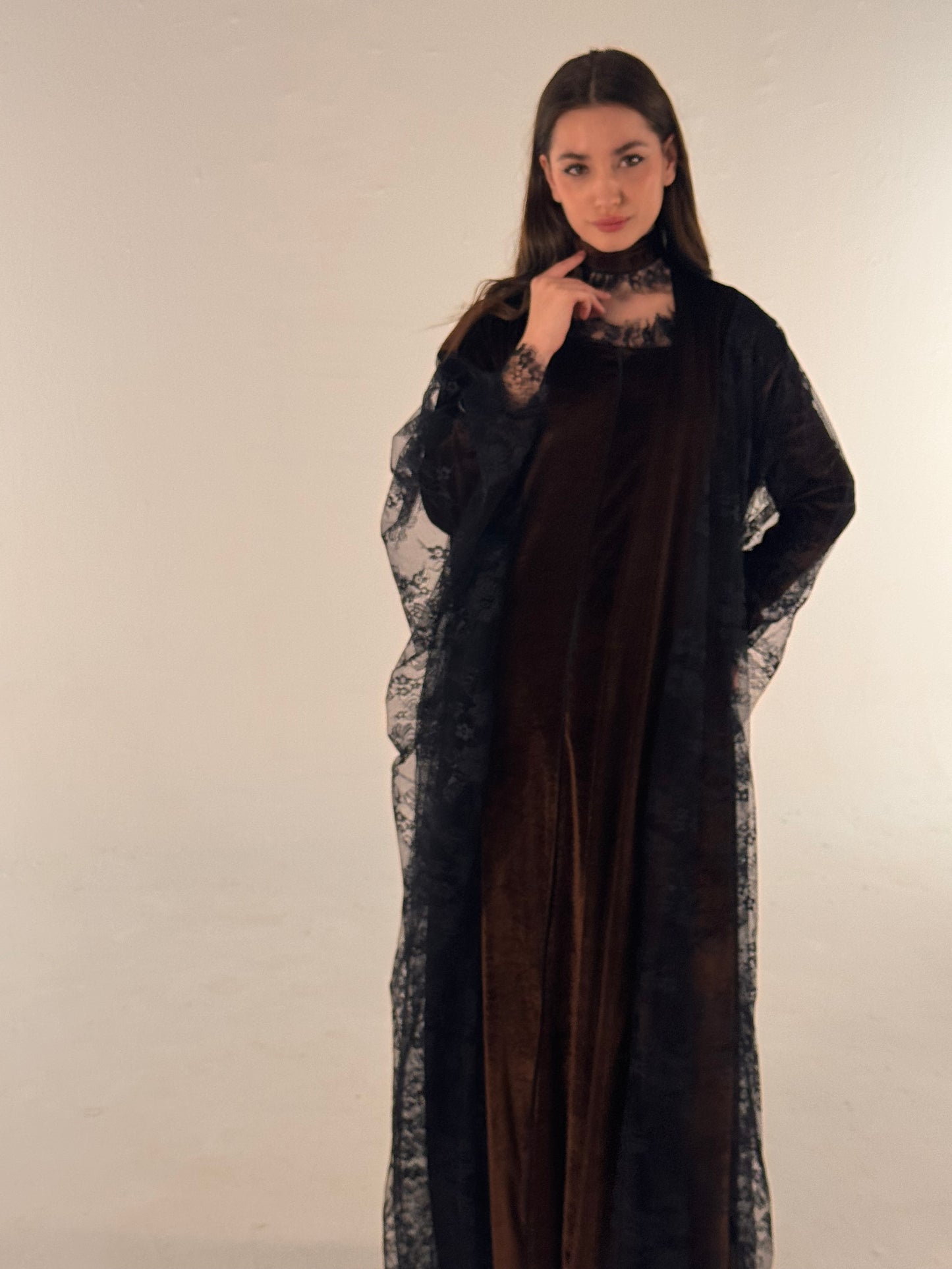 Layaal velvet dantell dress set