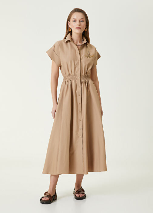Beymen Club
Beige Embellished Logo Shirt Dress