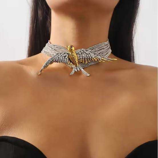 Bird sparkle diamond choker
