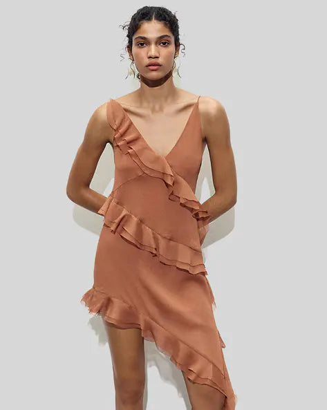 Raffle dress in rust