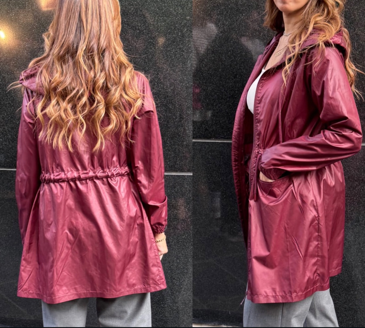 Waterproof burgundy jacket