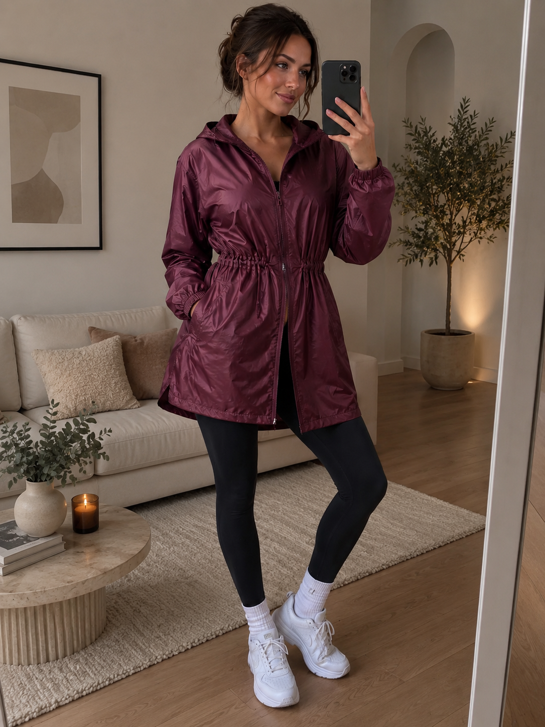 Waterproof burgundy jacket