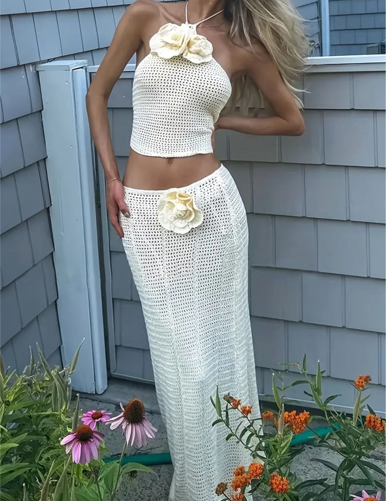 Beige crochet set
