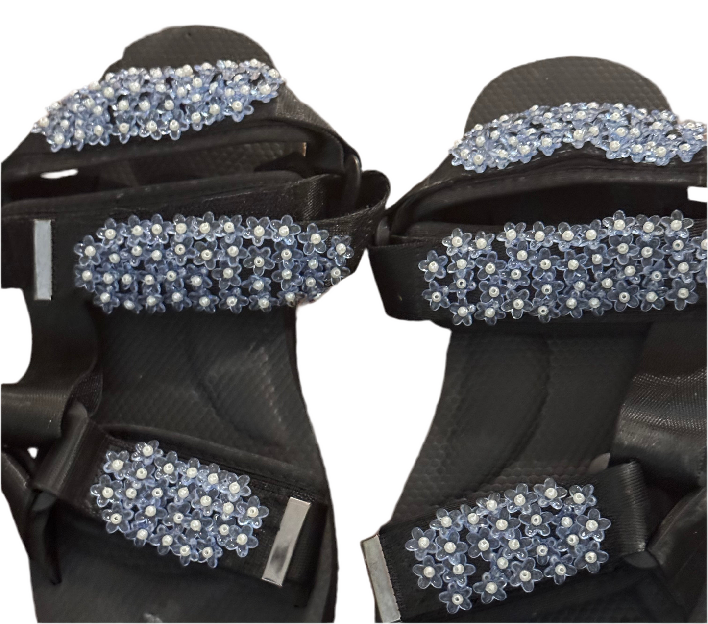 Black with blue pearl sandals