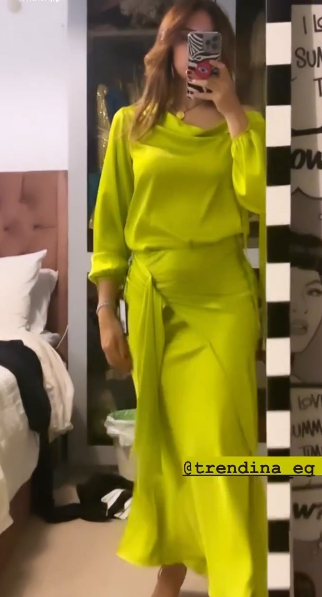 Apple green satin set