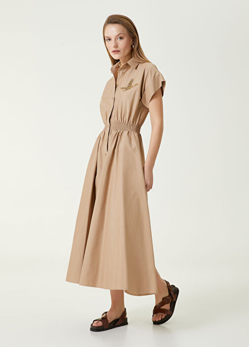 Beymen Club
Beige Embellished Logo Shirt Dress