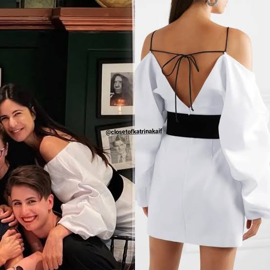 White dress with black velvet belt