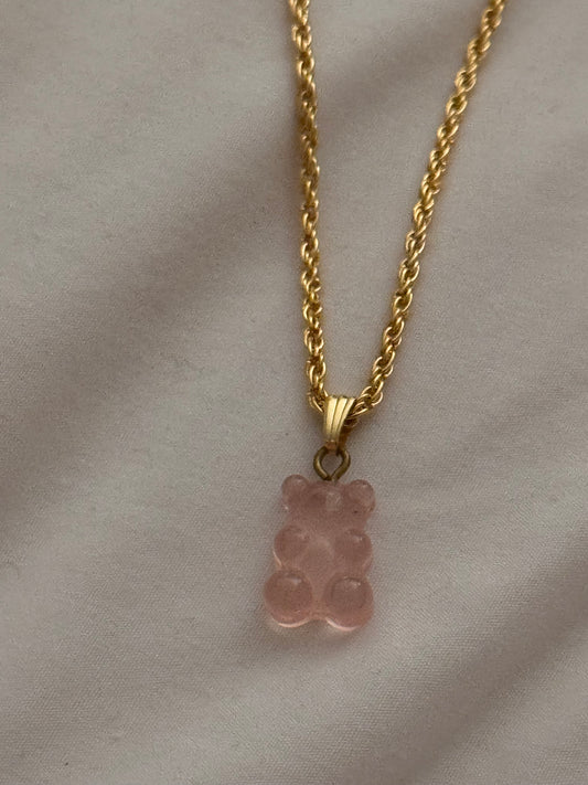 Pink teddy with chain