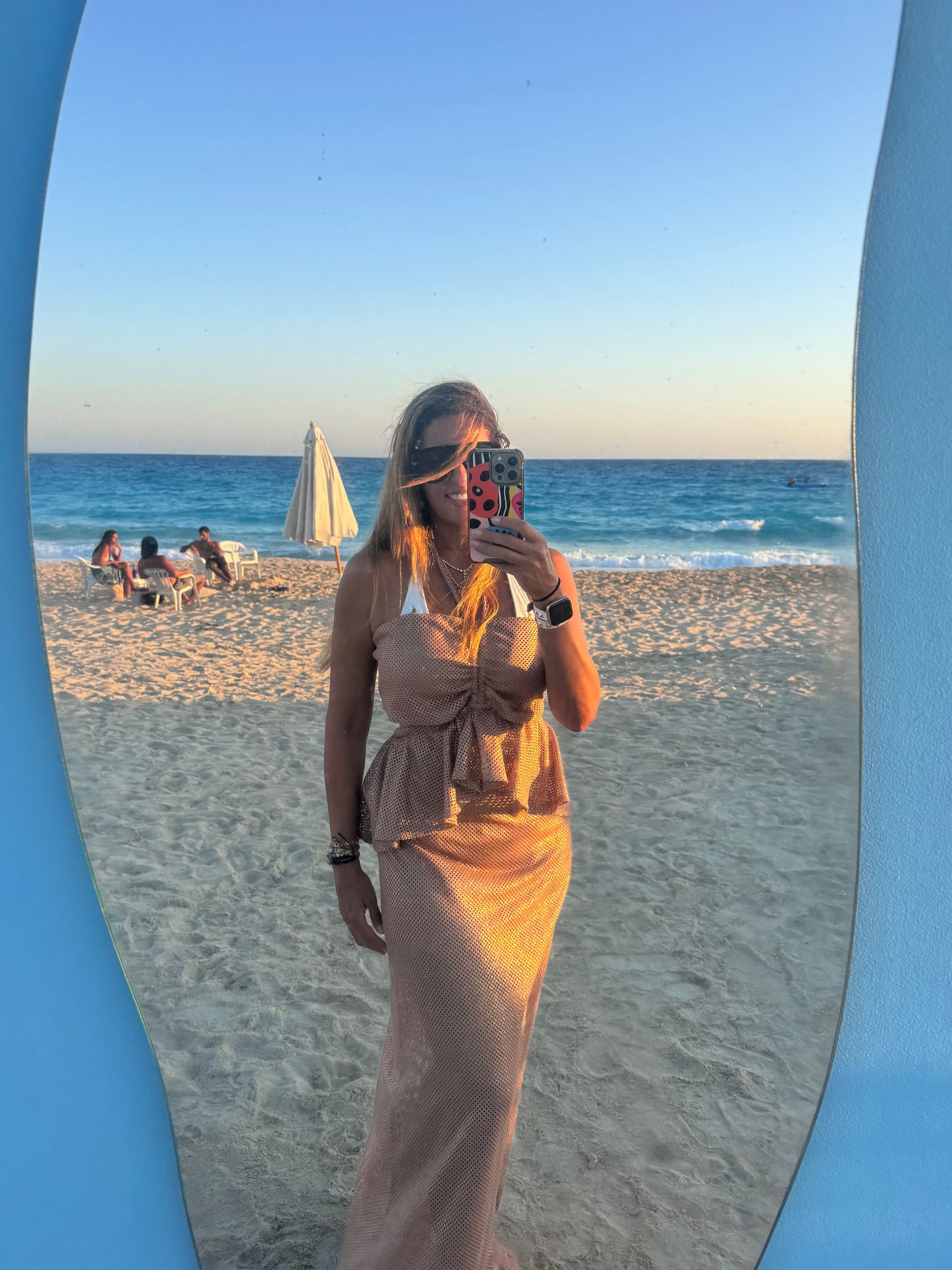 Sunset Bow Mesh Dress
