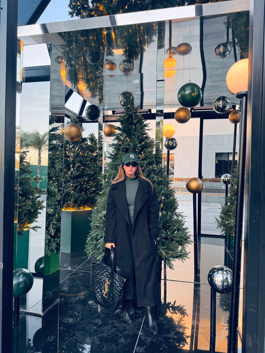 Black wool long coat