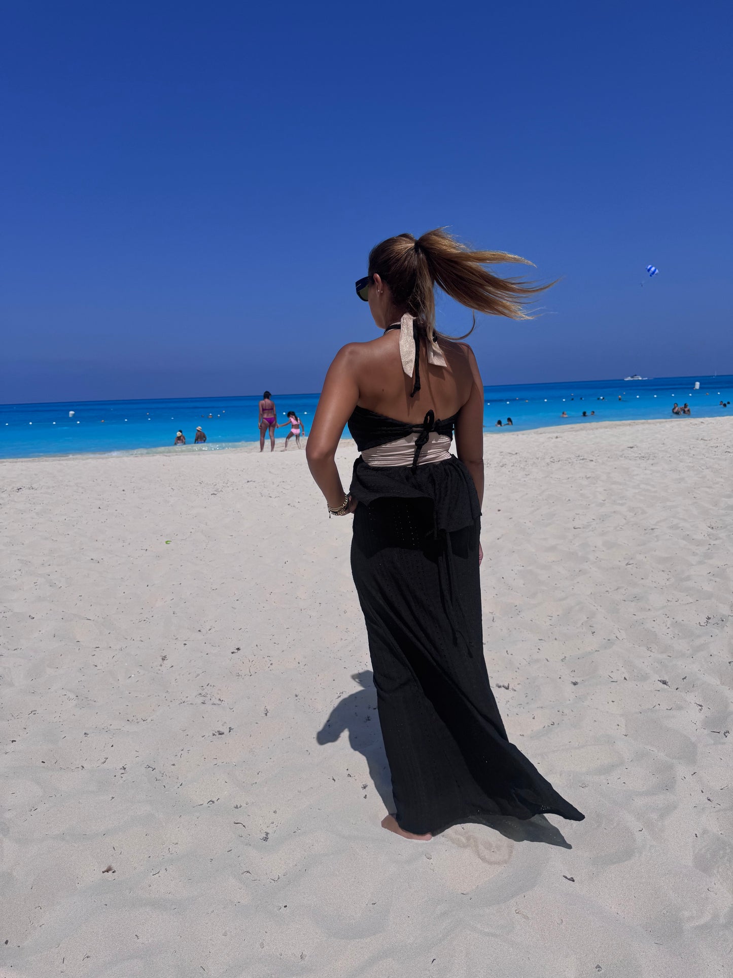 Sunset bow mesh dress