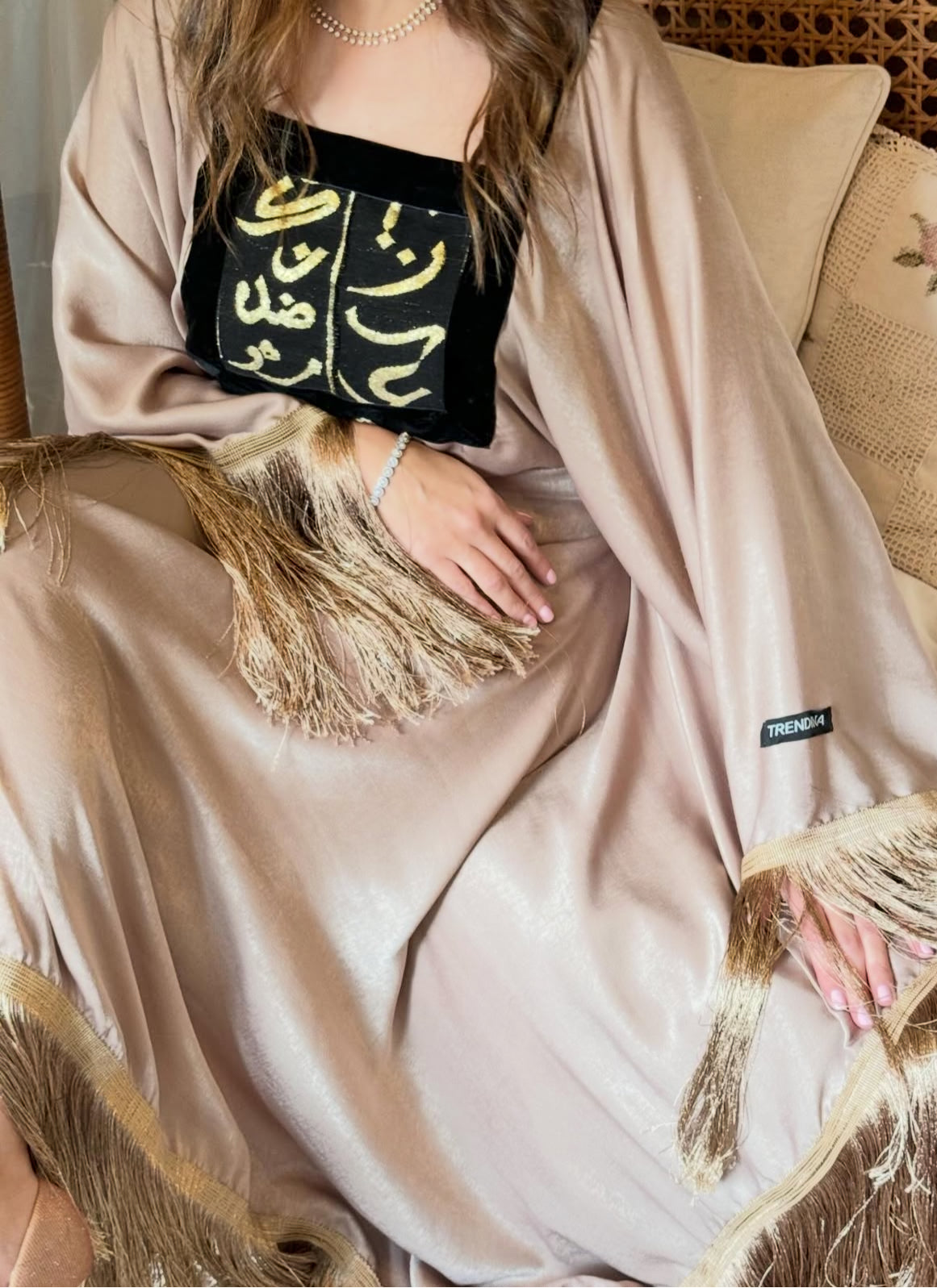 Calligraphy tassels abaya