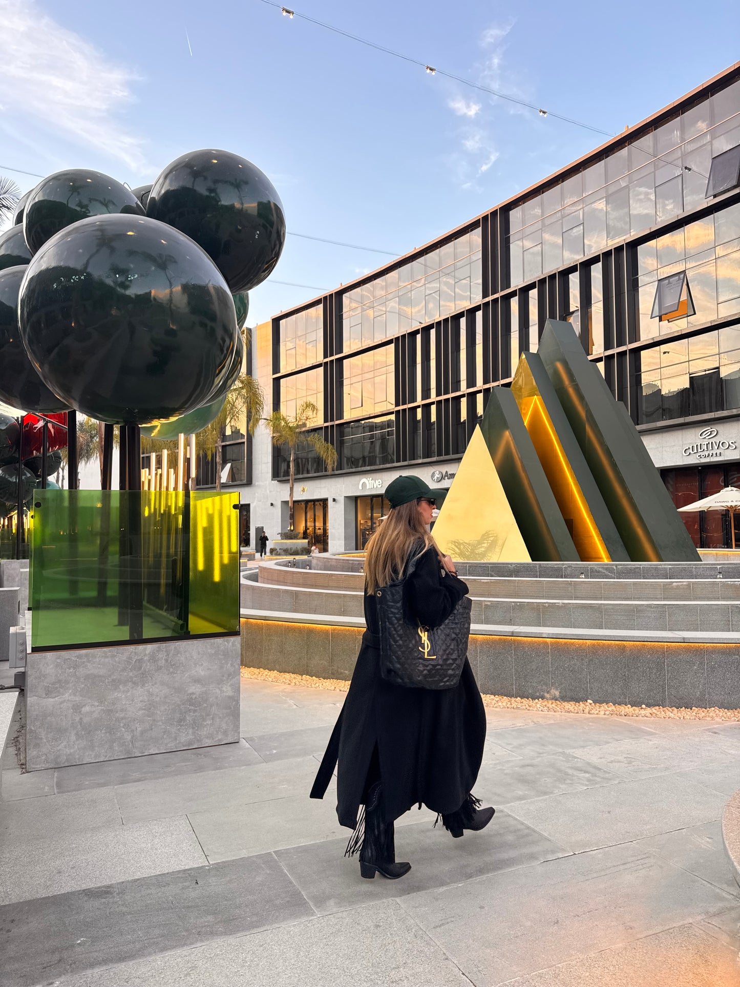 Black wool long coat