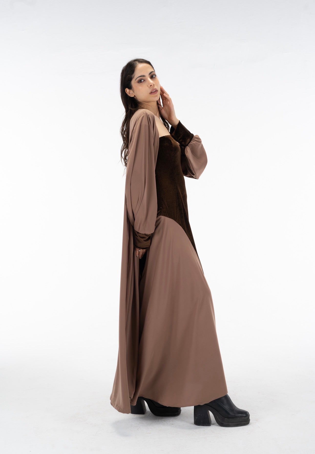 Velvet crepe dress set