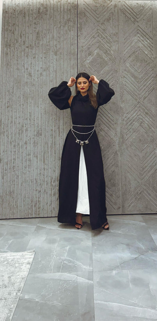 Black & white open sleeves dress
