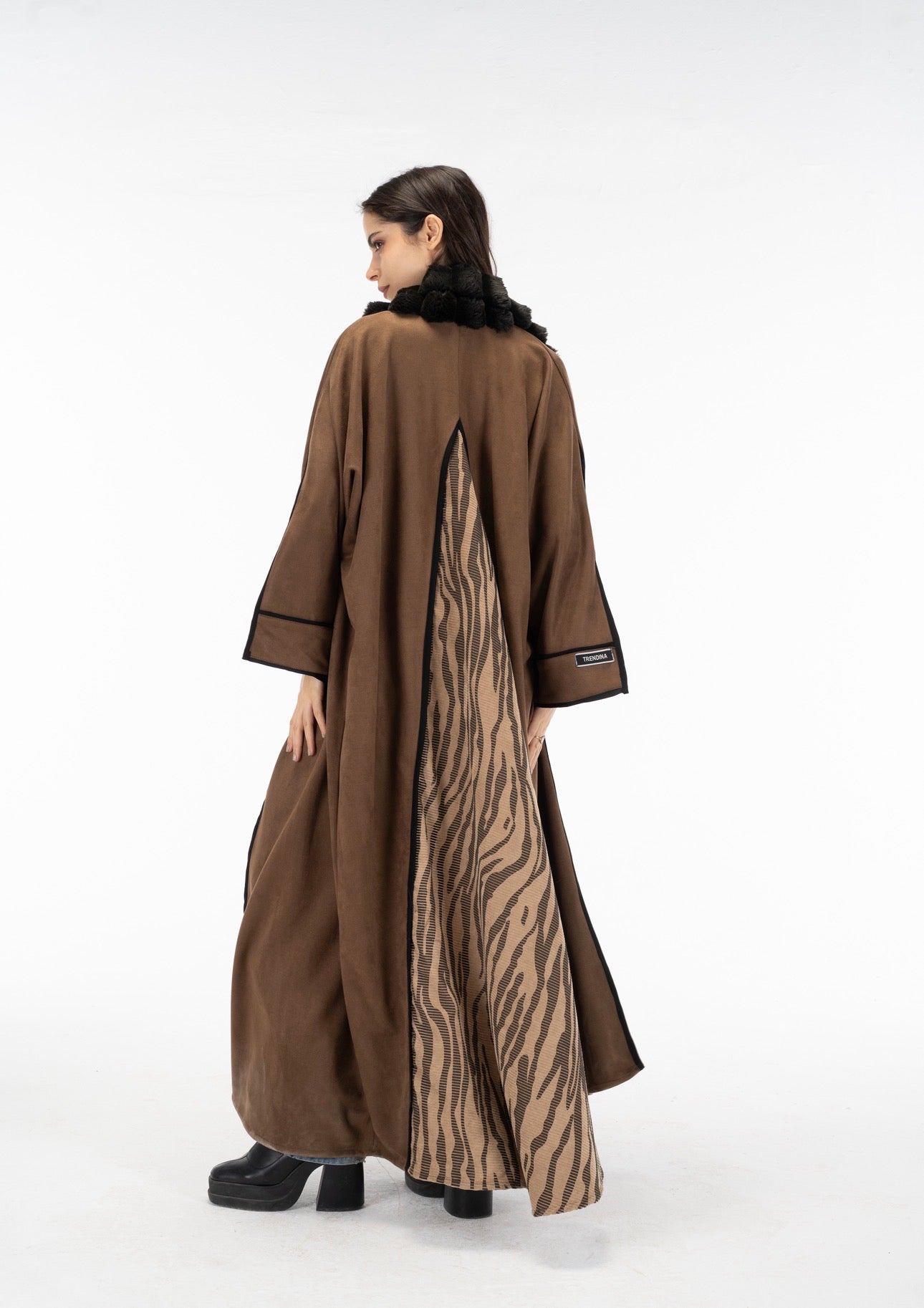 Zebra suede open sleeves kuftan