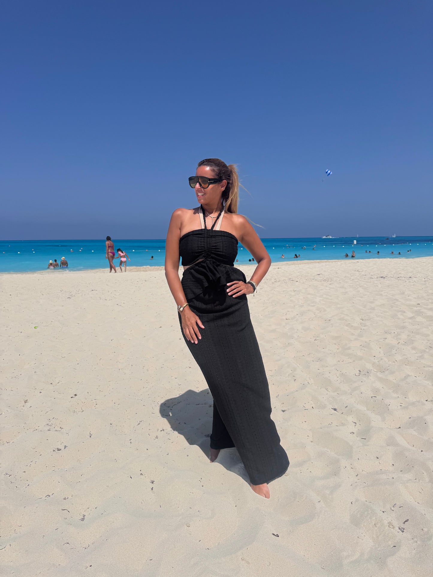 Sunset bow mesh dress