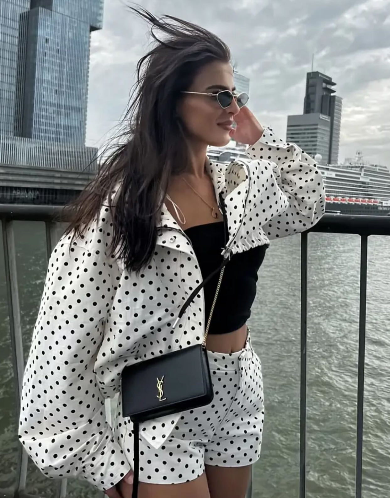 Polka jacket with twist waist