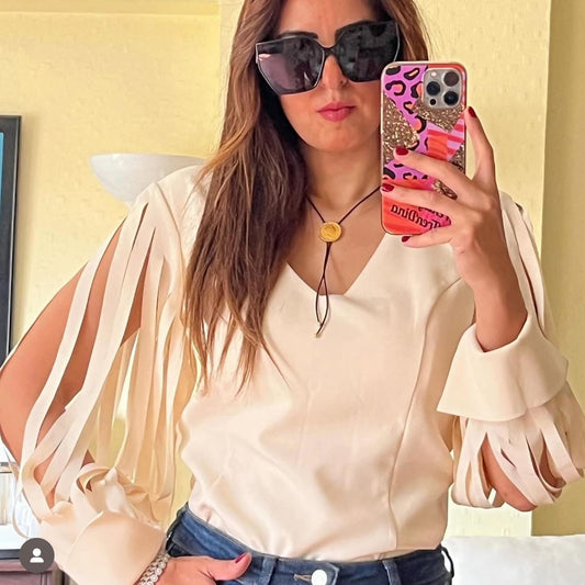 Fringe sleeves top