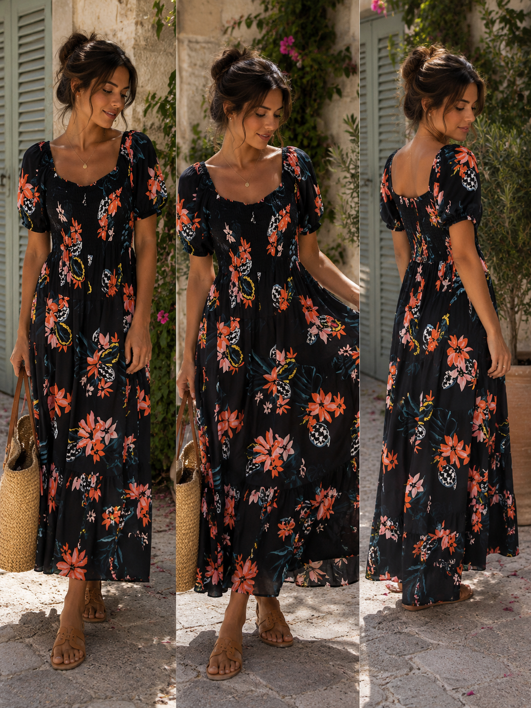 Flower off shoulder dress