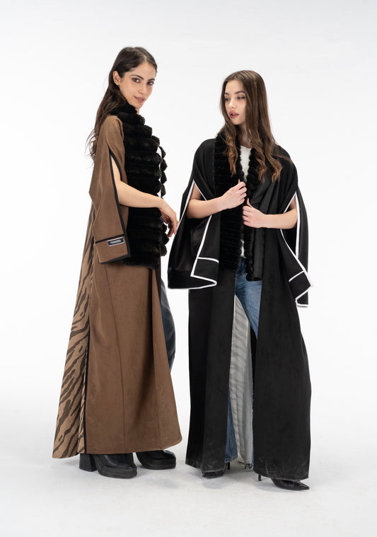 Zebra suede open sleeves kuftan