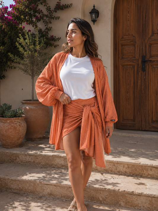Sunset Shimmer Wrap Skirt & Kimono Set
