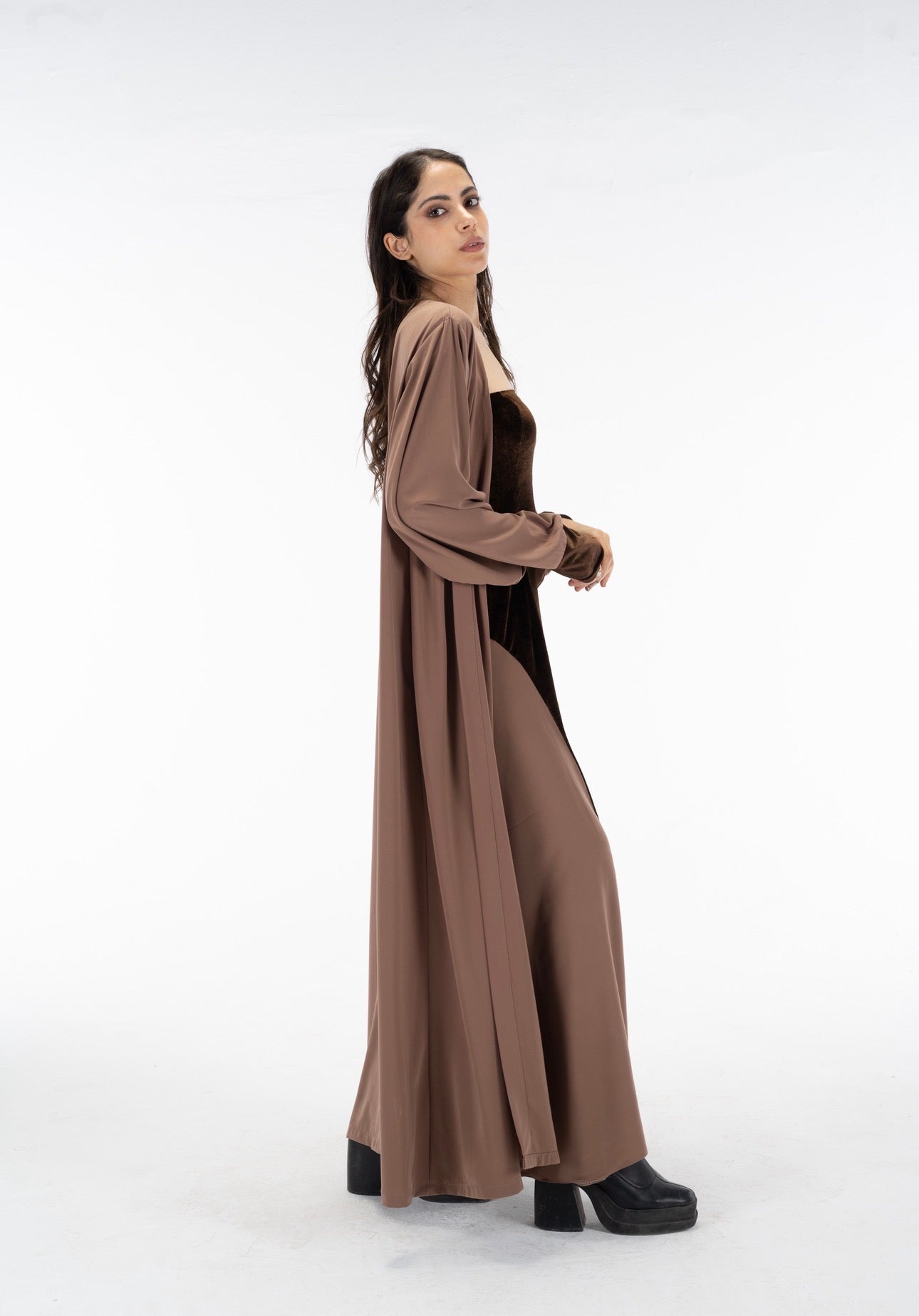Velvet crepe dress set