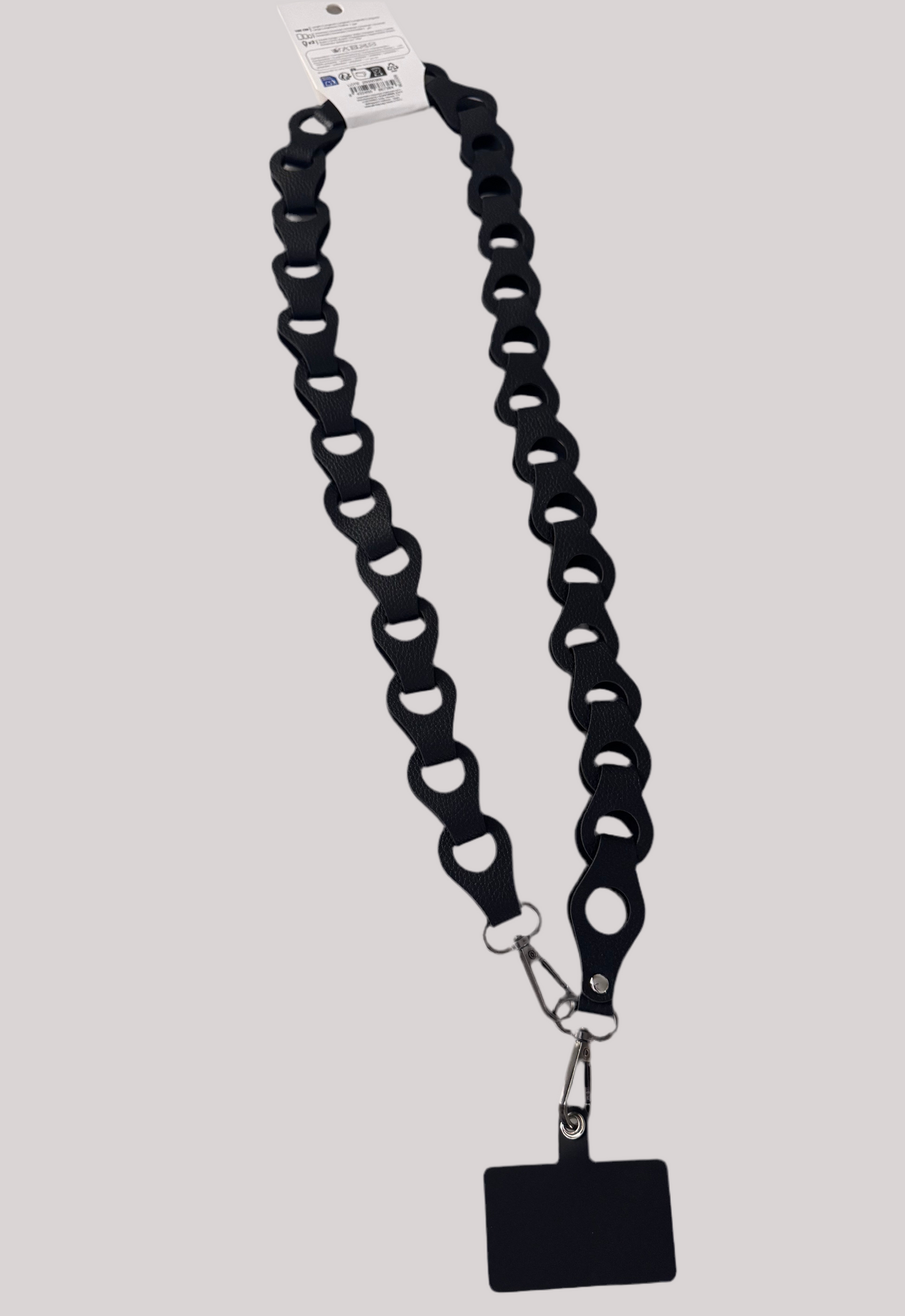 Black leather phone strap