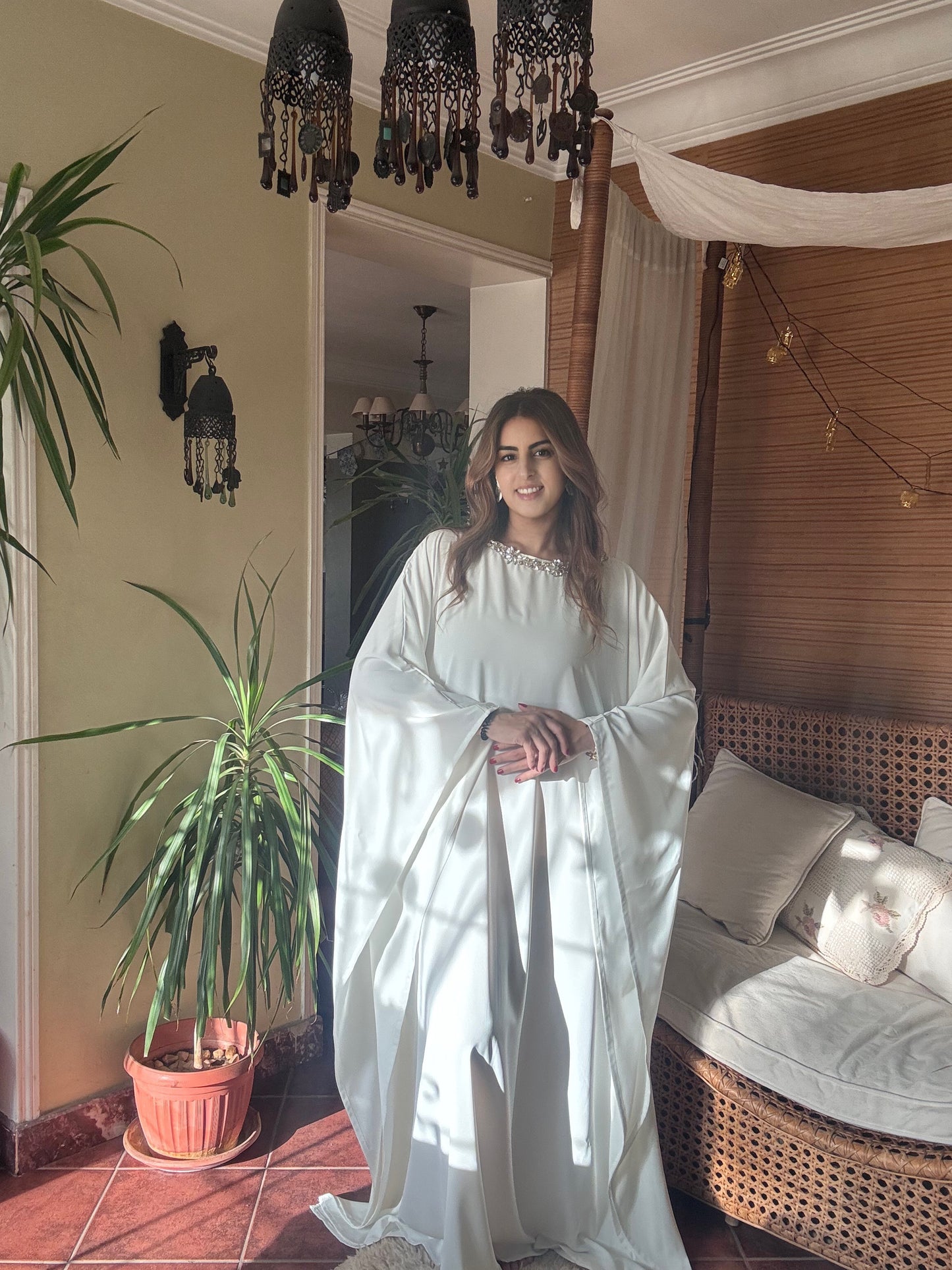 white butterfly abaya