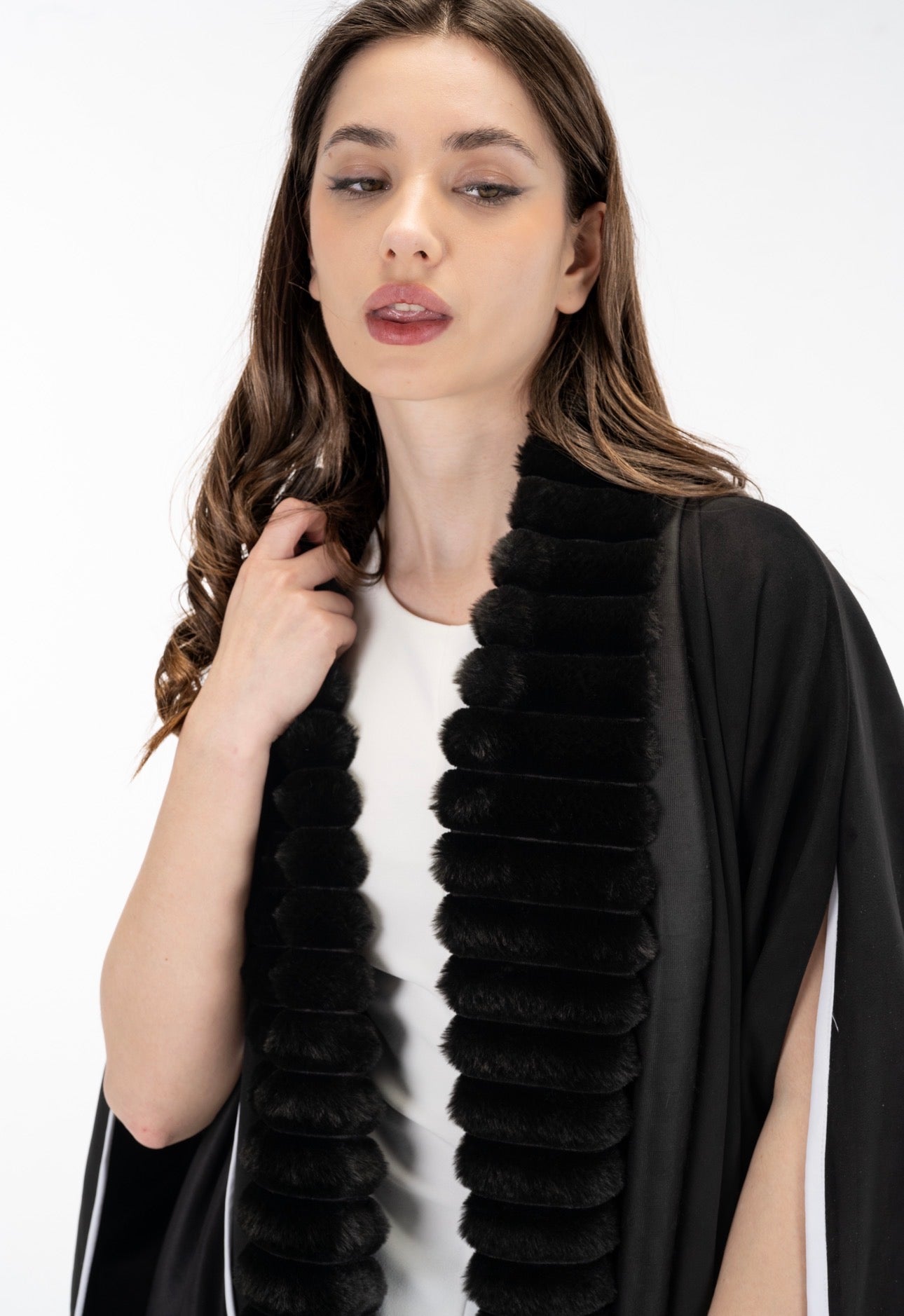 Zebra suede open sleeves kuftan