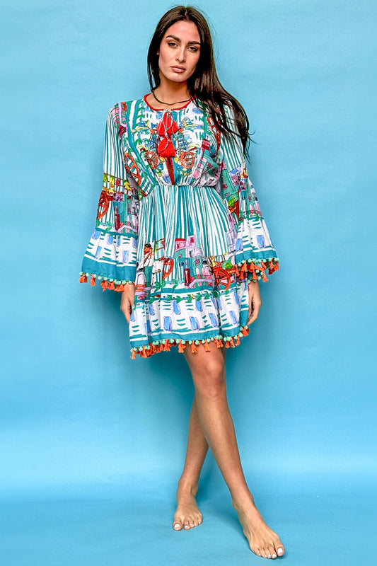 Short color pattern dress