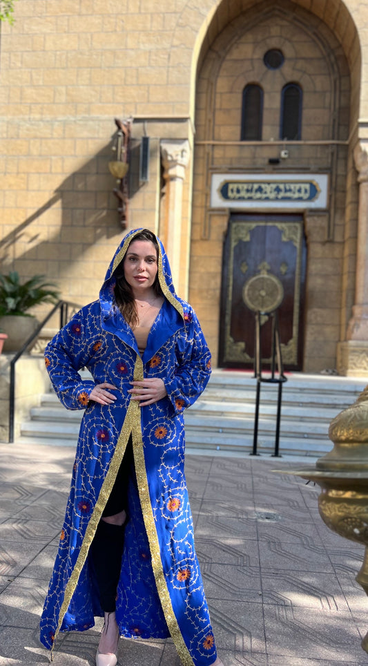 Blue embroidered kuftan